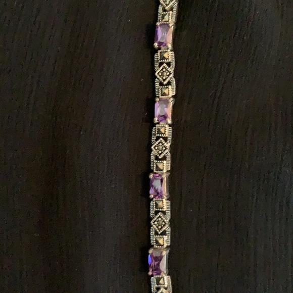 Sterling silver, amethyst tennis bracelet - Picture 2 of 2